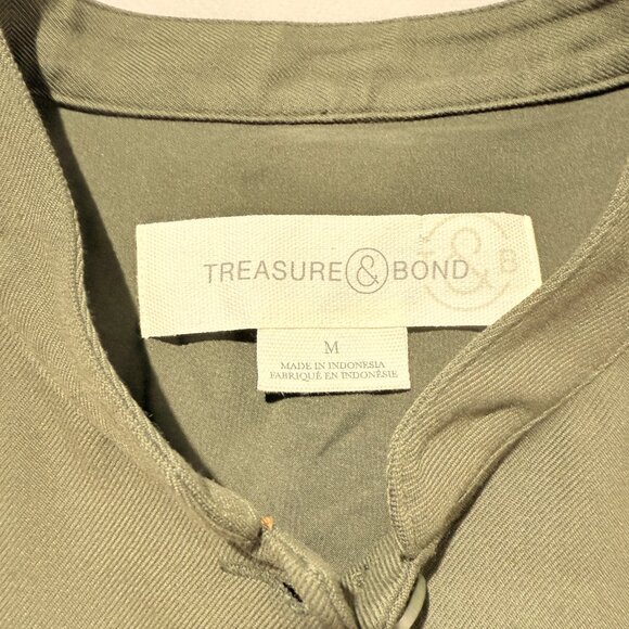 Treasure & Bond Women's Field Jacket Medium Olive Green band Collar - Picture 8 of 9